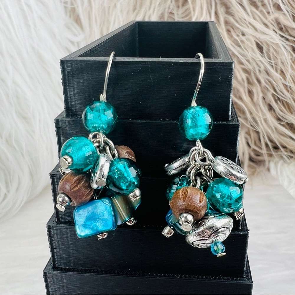 Beautiful, Silvertone, Multi Colored Bead Cluster… - image 5